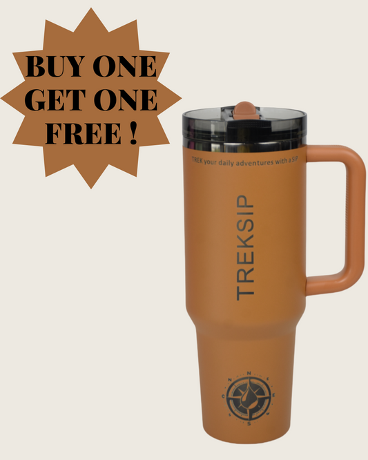Treksip™ Caramel | Paille rabattable | Antifuite | Gobelet | 40 oz